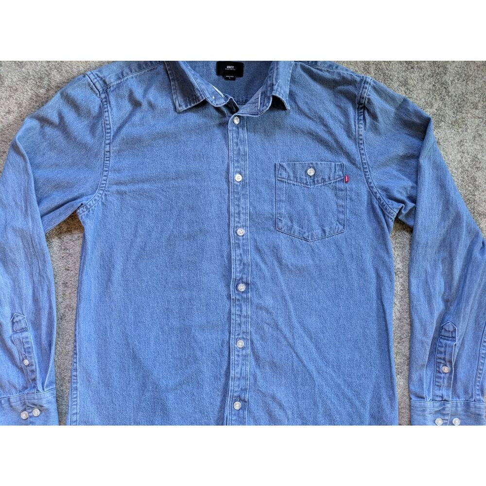 Vintage OBEY Long Sleeve Button Down Chambray Shirt - Large - Picture 10 of 15